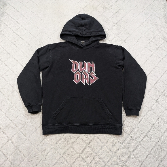 Dundas Revolve Hoodie Women's S Black Oversized Chromatic Logo Graphic Cotton  - Picture 1 of 6